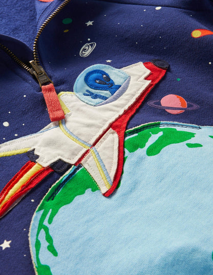 Cosy Appliqué Half-zip Jumper-Starboard Blue Space-3