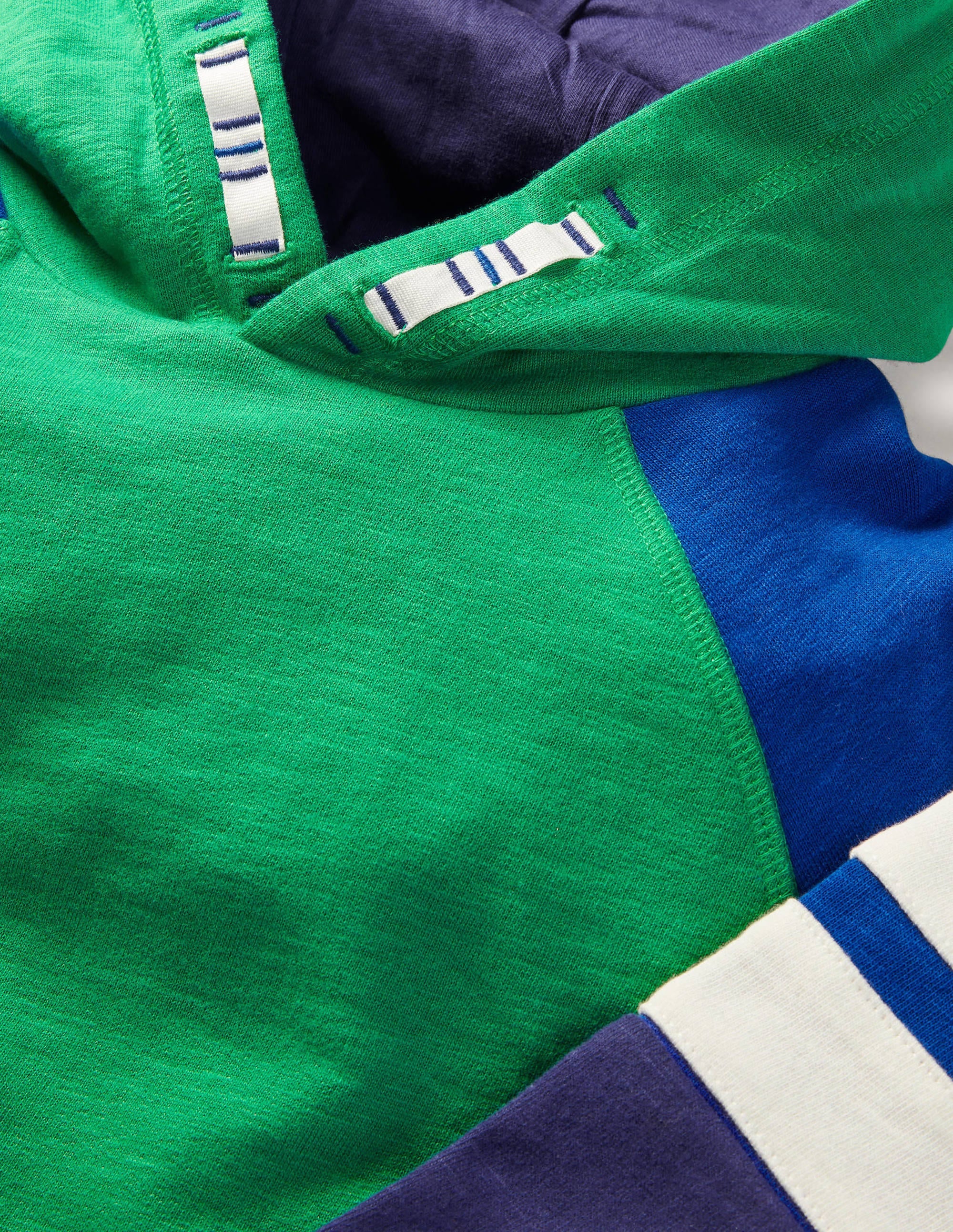 Colourblock Sporty Hoodie-Highland Green/Brilliant Blue - Image 2