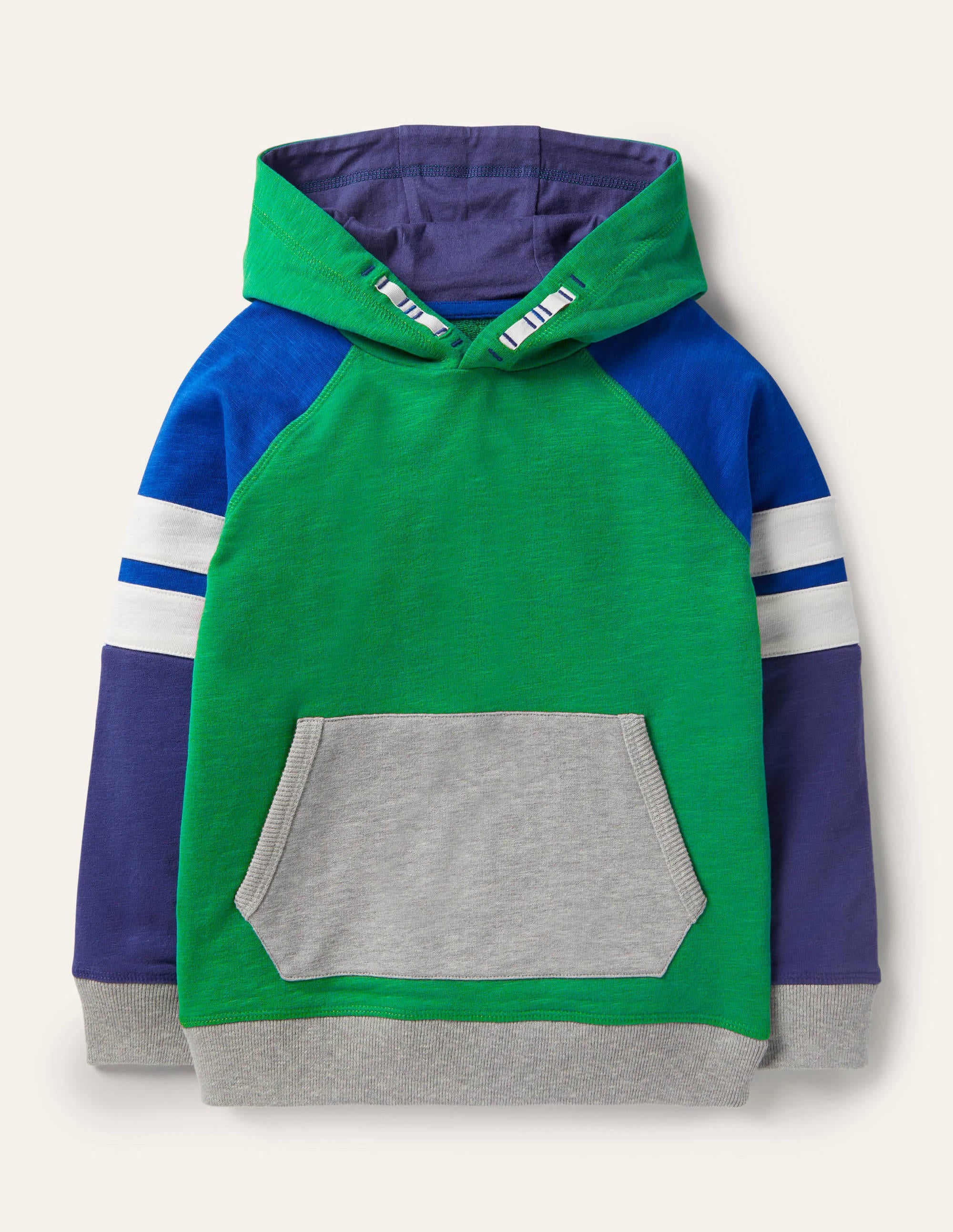 Colourblock Sporty Hoodie-Highland Green/Brilliant Blue - Image 1