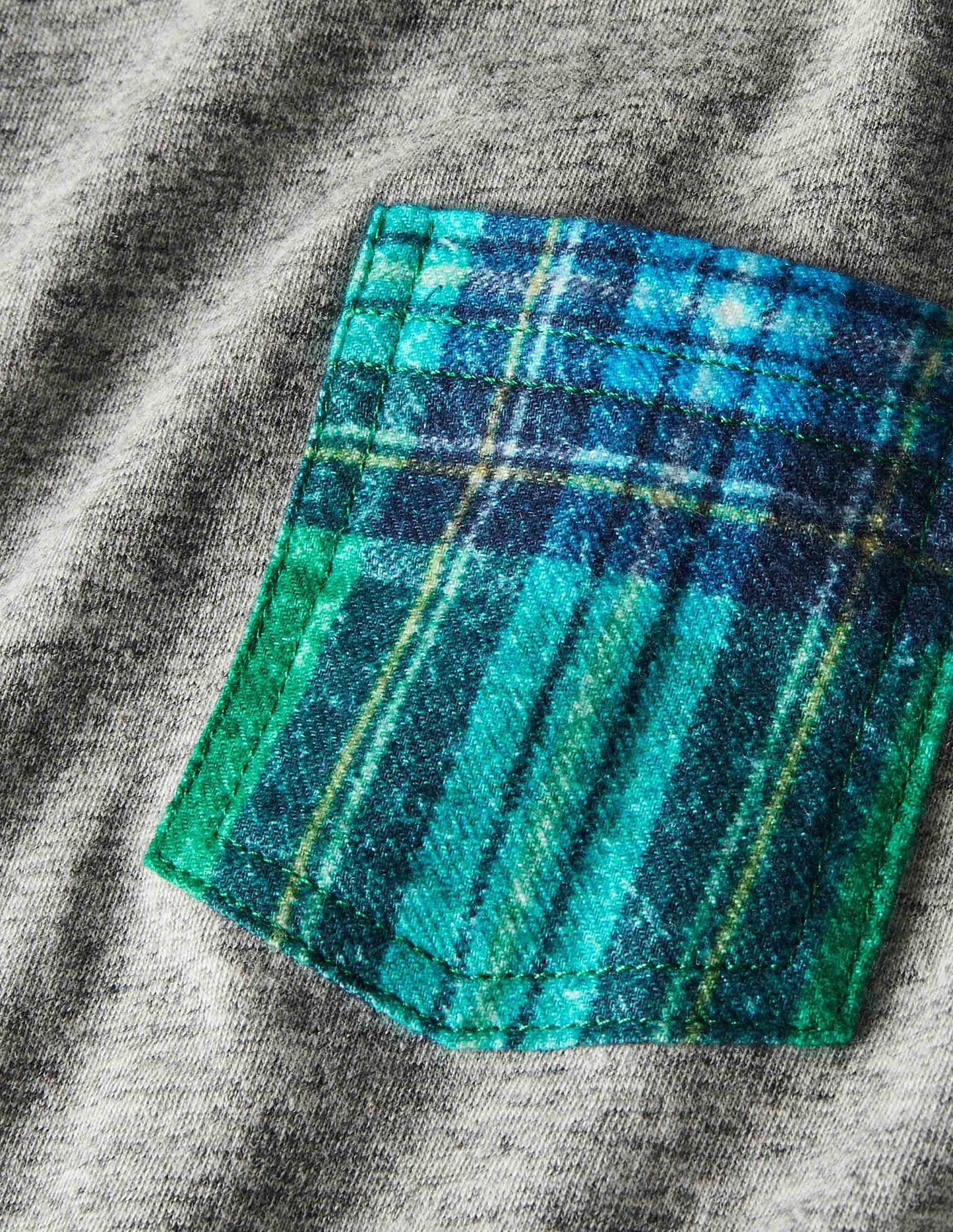 Cosy Brushed Pyjama Set-Grey Marl/Forest Green