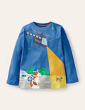 Glow Adventure Scene T-shirt-Elizabethan Blue Police Sprout