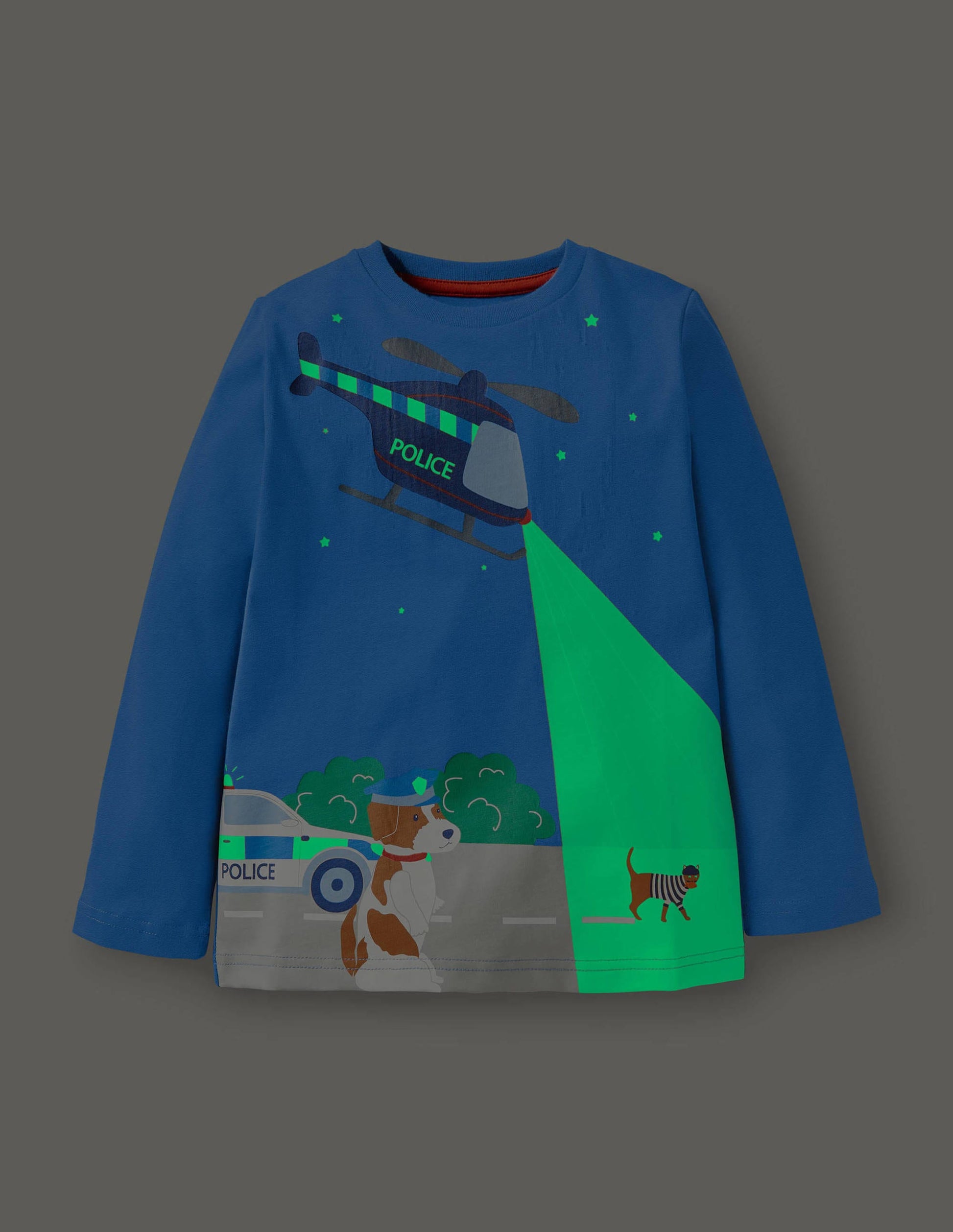 Glow Adventure Scene T-shirt-Elizabethan Blue Police Sprout-4