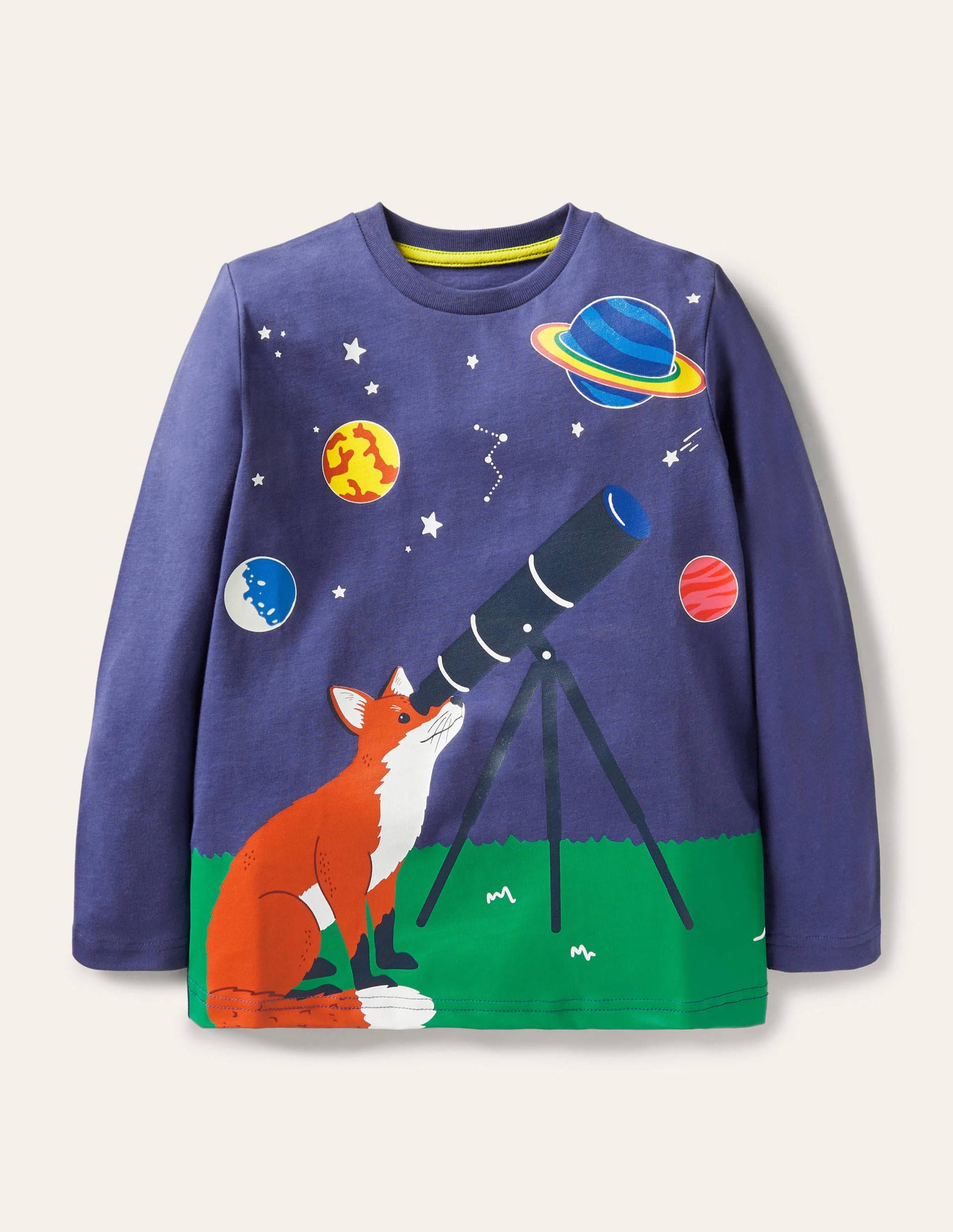 Glow Adventure Scene T-shirt-Starboard Blue Fox Telescope-1
