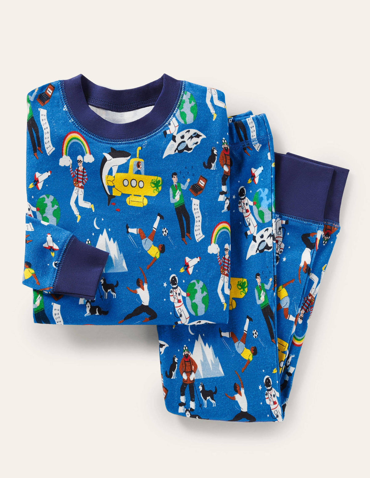 Snug Long John Pyjamas-Moroccan Blue Leaders - Image 1