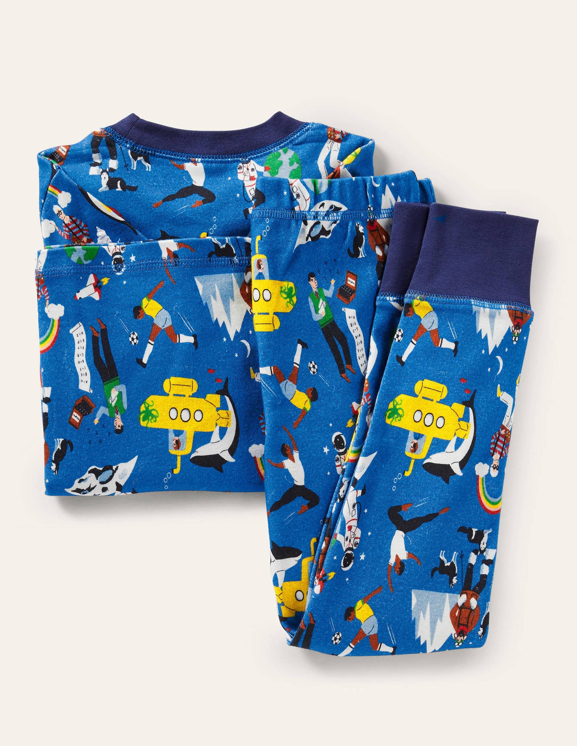 Snug Long John Pyjamas-Moroccan Blue Leaders-2