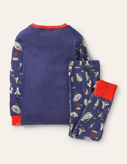 Snug Long John Pyjamas-Starboard Blue UFO-2