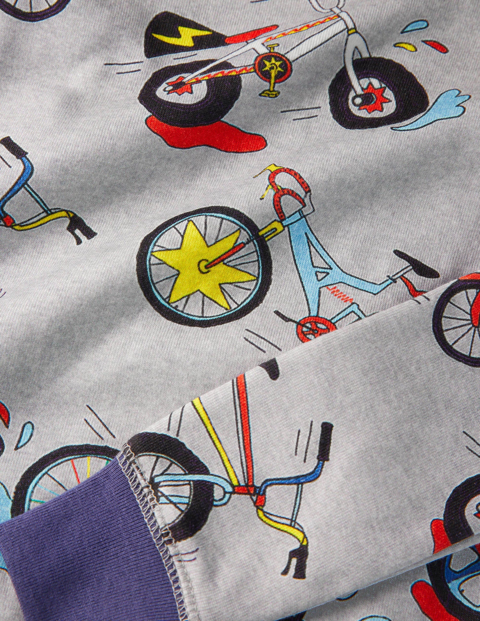 Snug Long John Pyjamas-Grey Marl Bikes-3