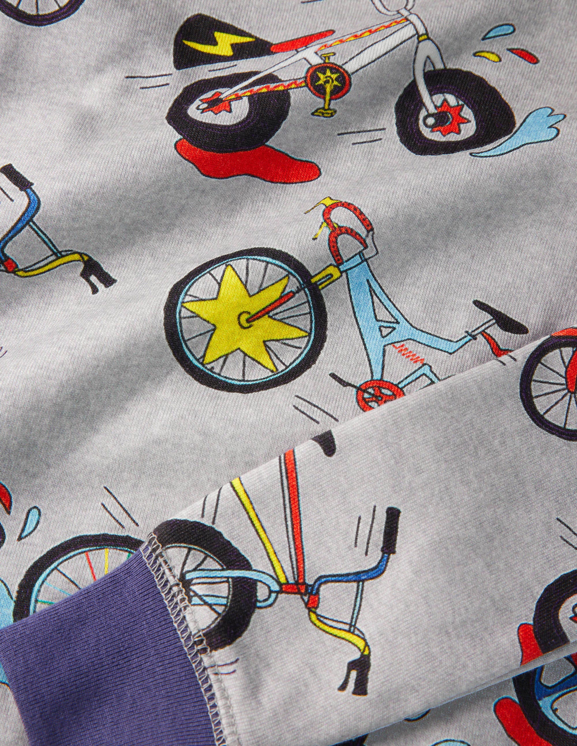 Snug Long John Pyjamas-Grey Marl Bikes - Image 3