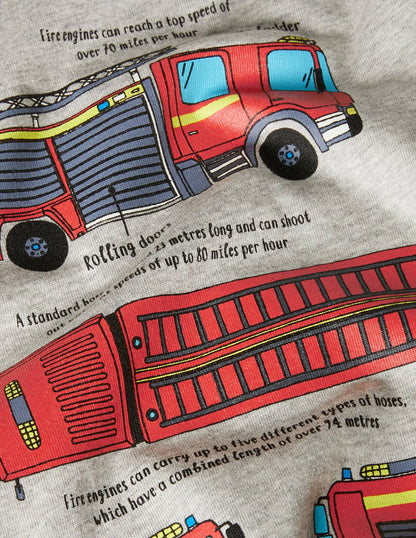 Educational Vehicle T-shirt-Grey Marl Fire Engine-3