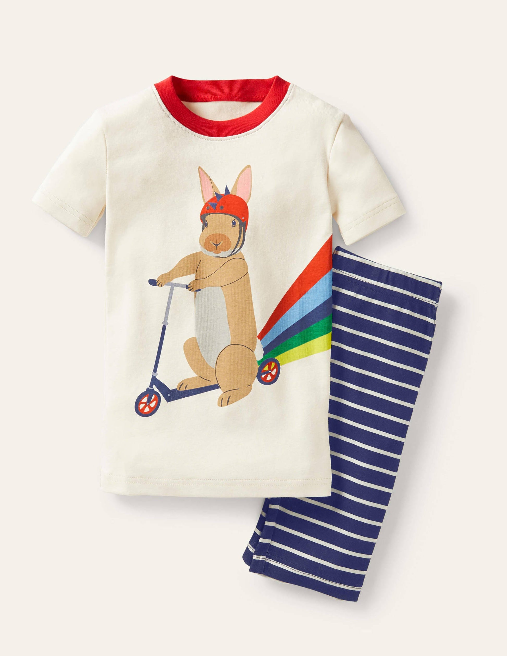 Snug Short John Pyjamas-Ivory Rabbit Scooter-1