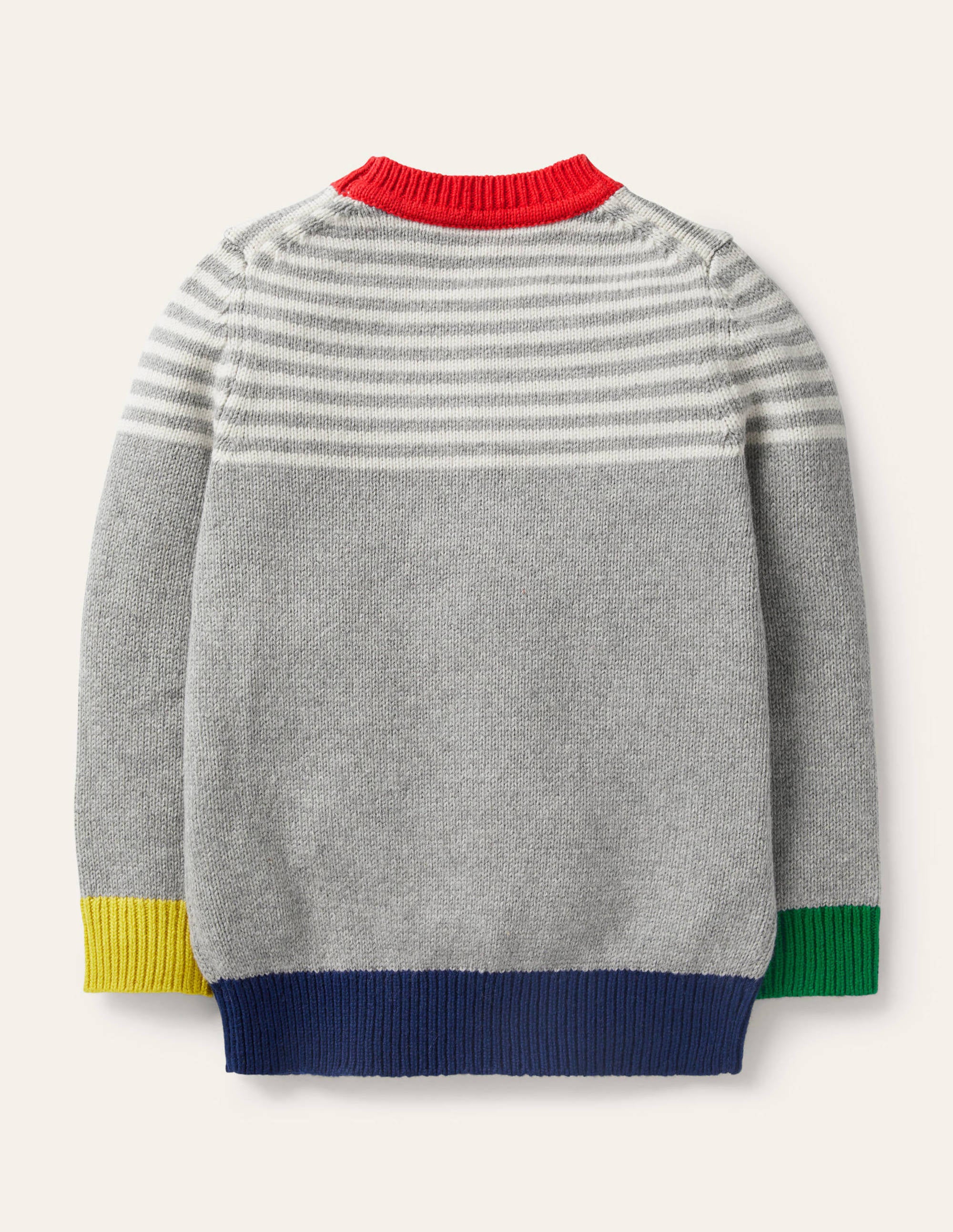 Colourblock Crew Jumper-Grey Marl/Ivory - Image 2