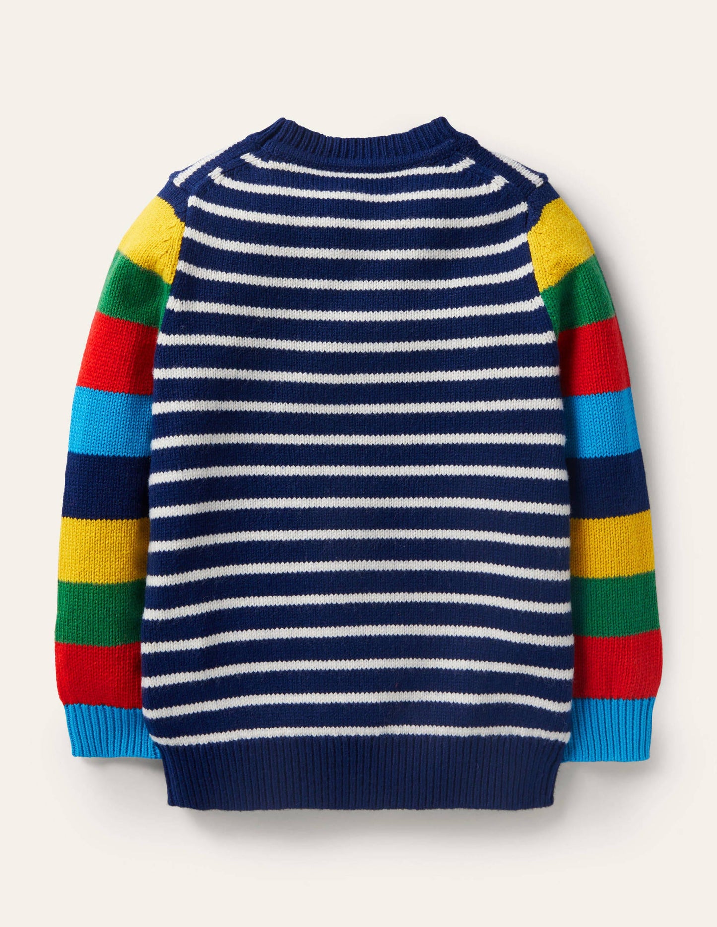 Colourblock Crew Jumper-College Navy/Rainbow