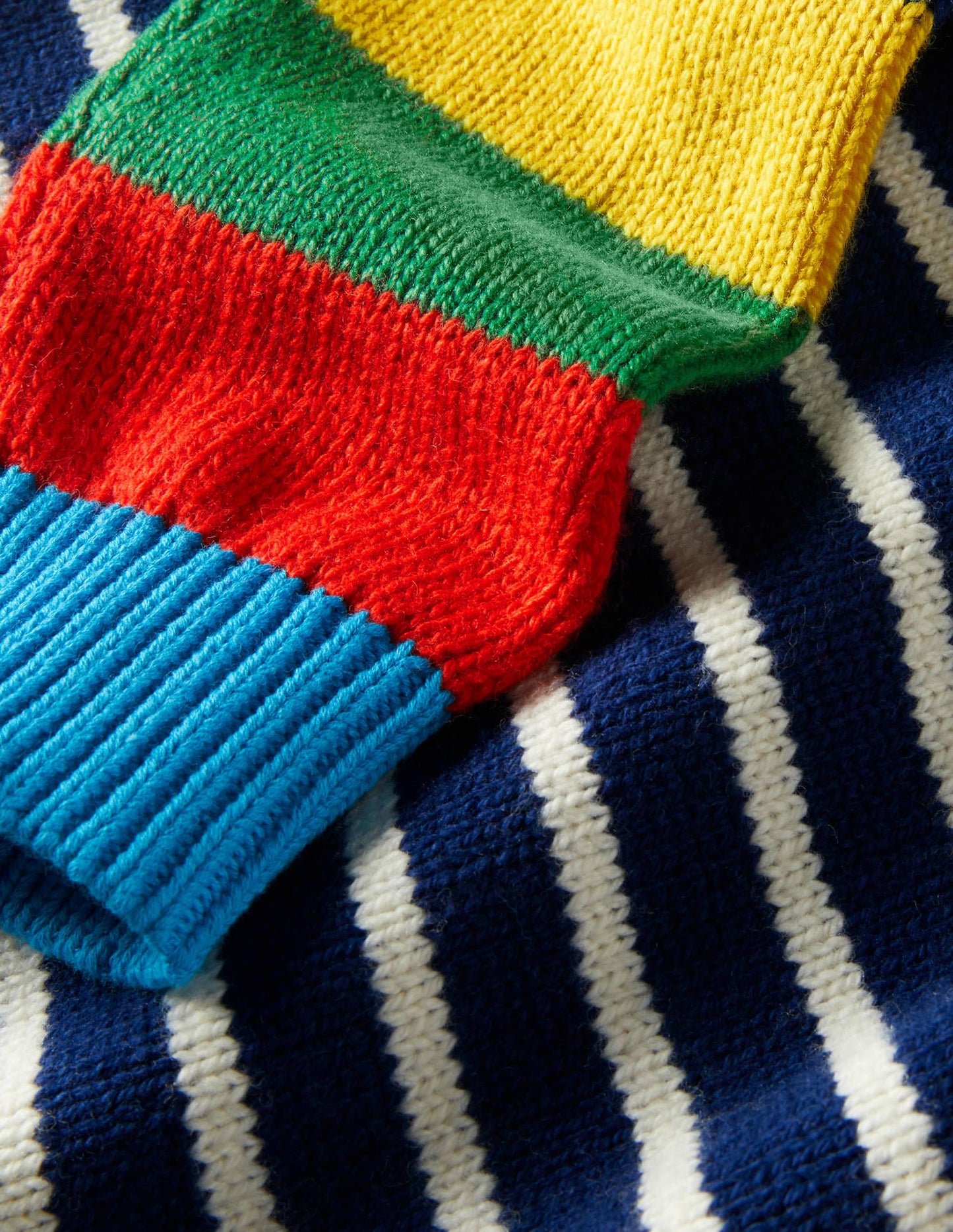 Colourblock Crew Jumper-College Navy/Rainbow