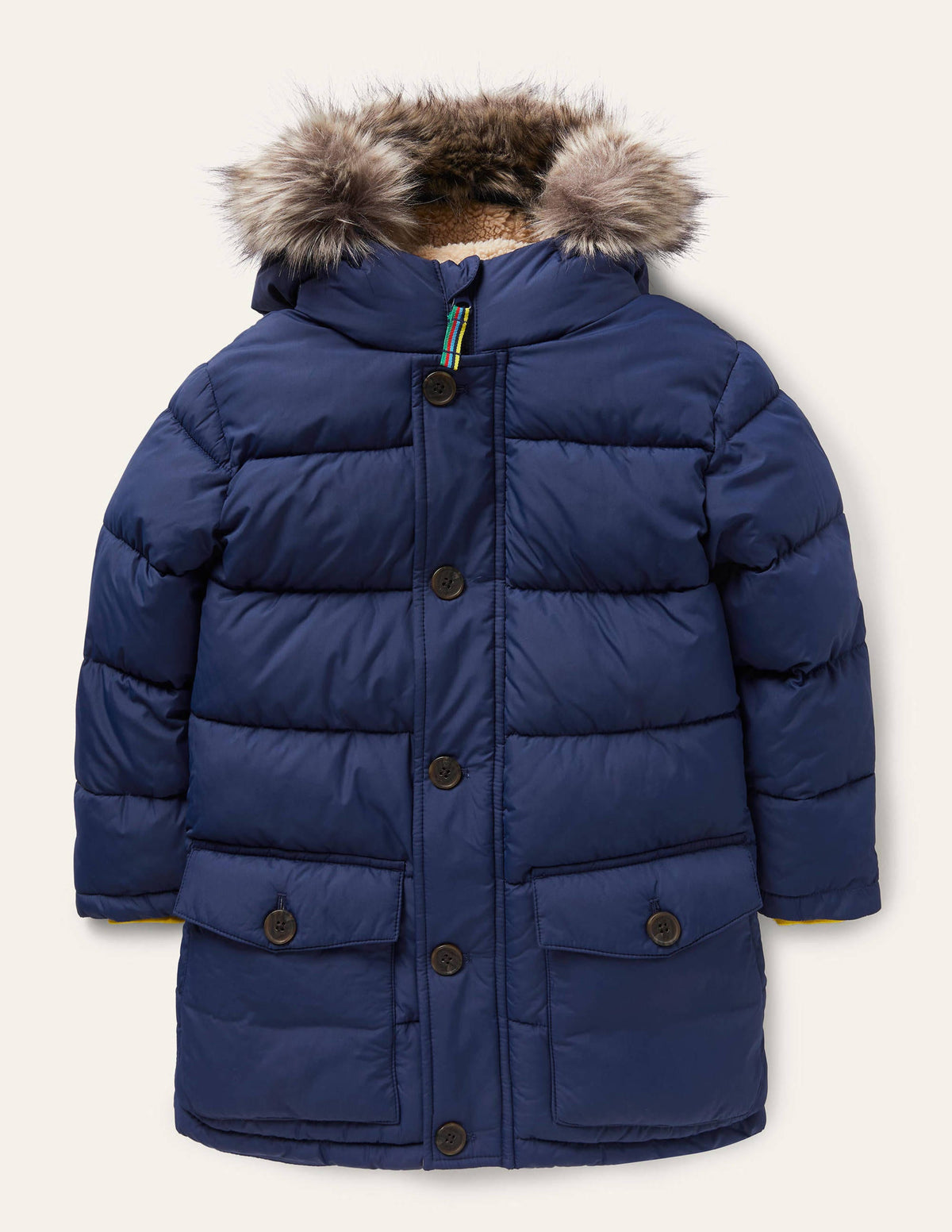 Longline Padded Jacket-College Navy - Image 1