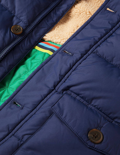 Longline Padded Jacket-College Navy-3