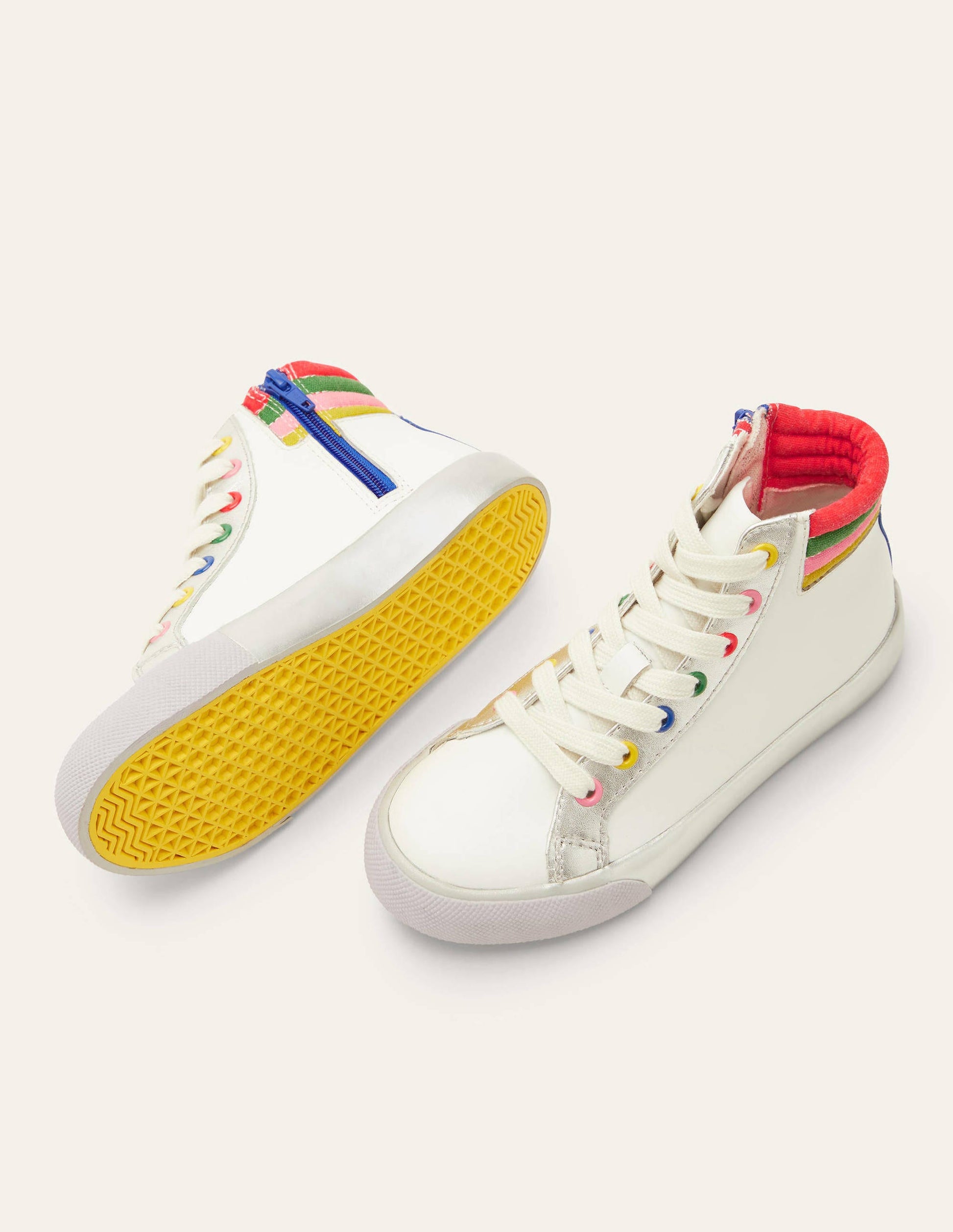 Leather High Top Trainers-White Rainbow-1