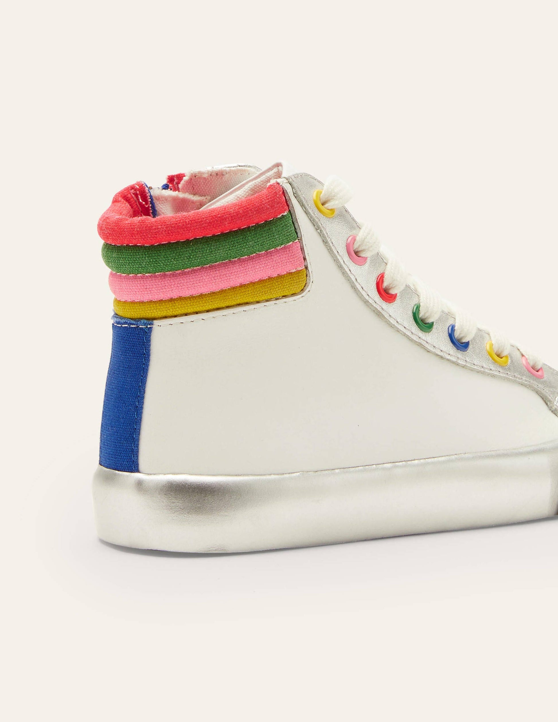 Leather High Top Trainers-White Rainbow-3