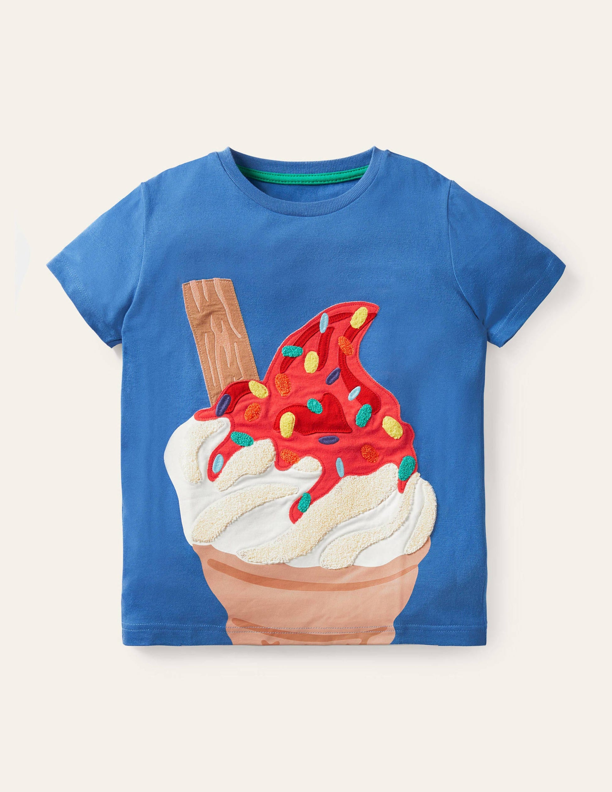 Beach Appliqué T-shirt-Elizabethan Blue Ice Cream-1