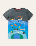 Graphic Layers T-shirt-Smoke Grey Space
