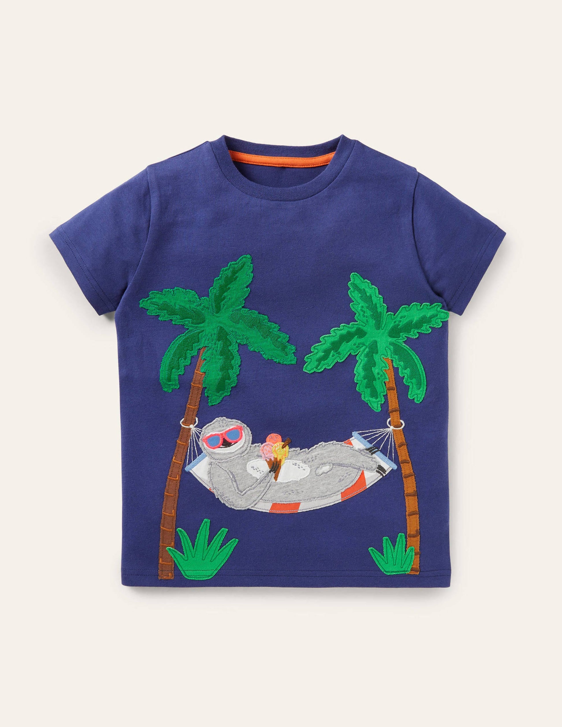 Appliqué Dude T-shirt-Starboard Blue Sloth-1