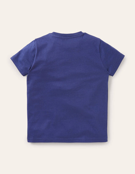 Appliqué Dude T-shirt-Starboard Blue Sloth
