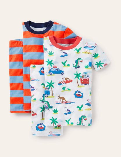 Cosy Twin Pack Short Pyjamas-Ivory Beach Animals-1