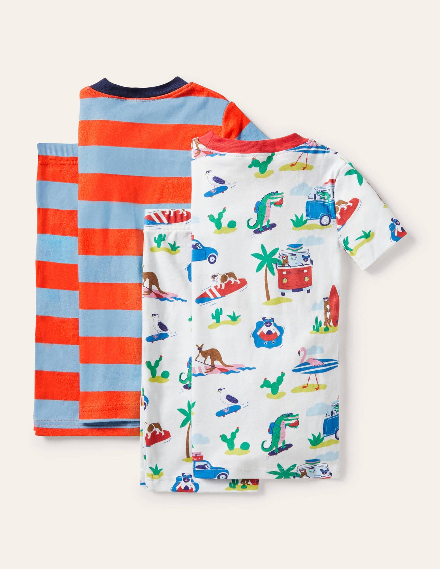 Cosy Twin Pack Short Pyjamas-Ivory Beach Animals