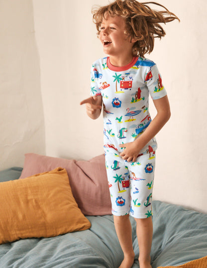 Cosy Twin Pack Short Pyjamas-Ivory Beach Animals-4