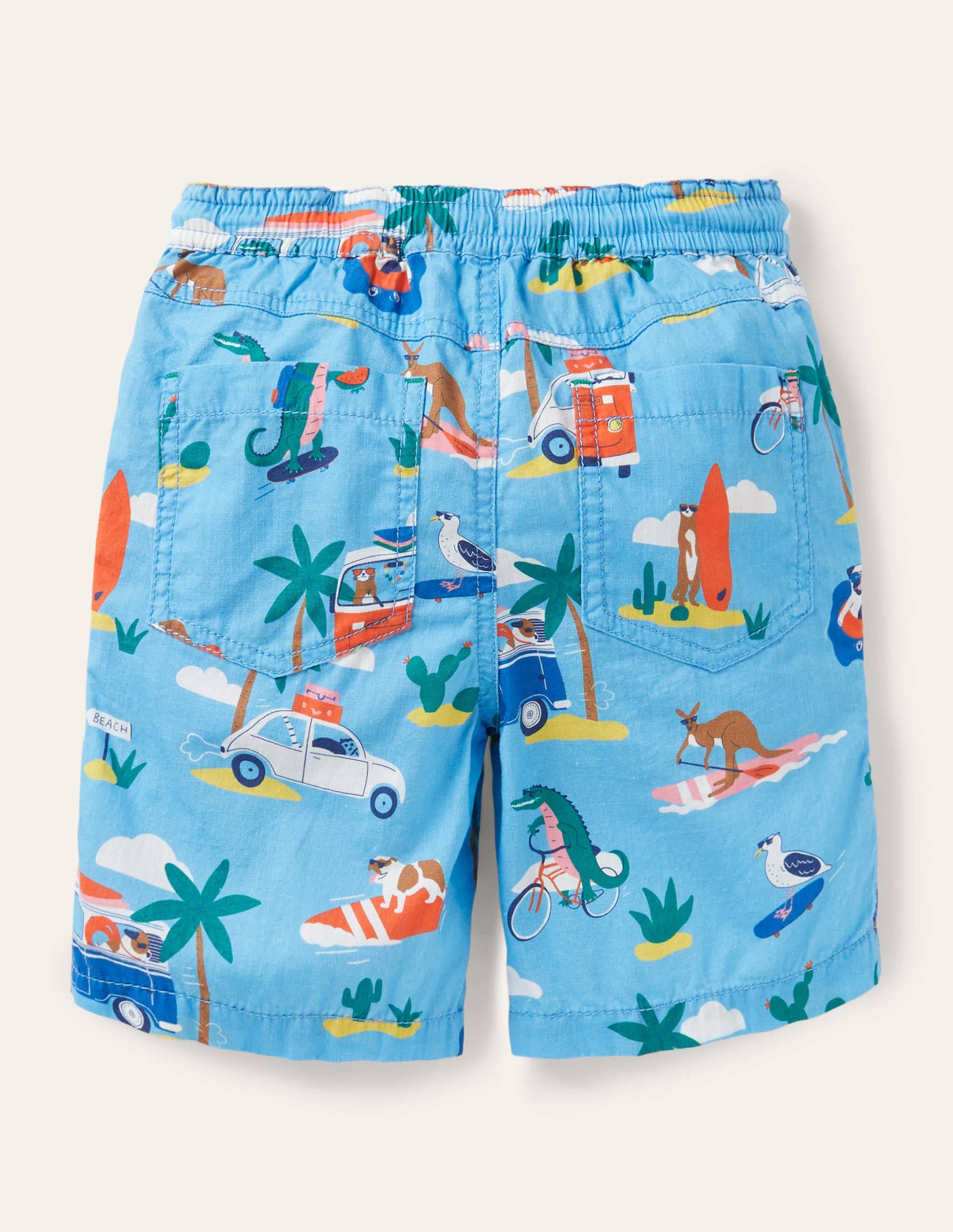 Pull-on Drawstring Shorts-Surfboard Blue Transport - Image 2