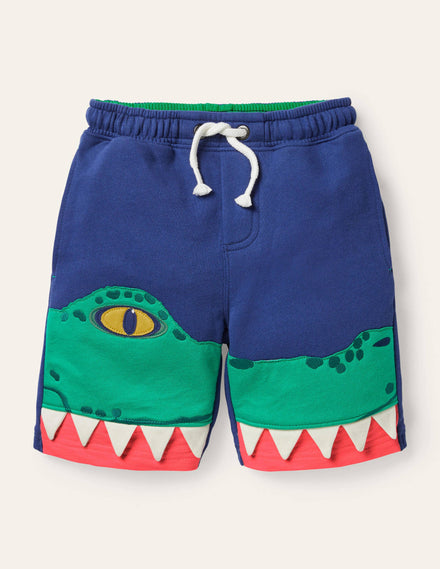 Appliqué Sweatshorts-Brilliant Blue Crocodile