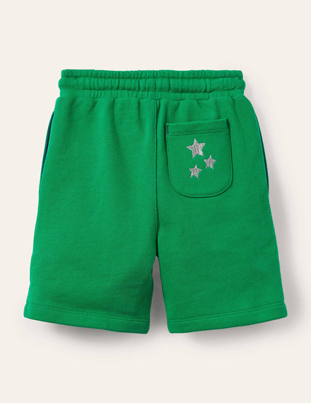 Appliqué Sweatshorts-Sapling Green Space Badges