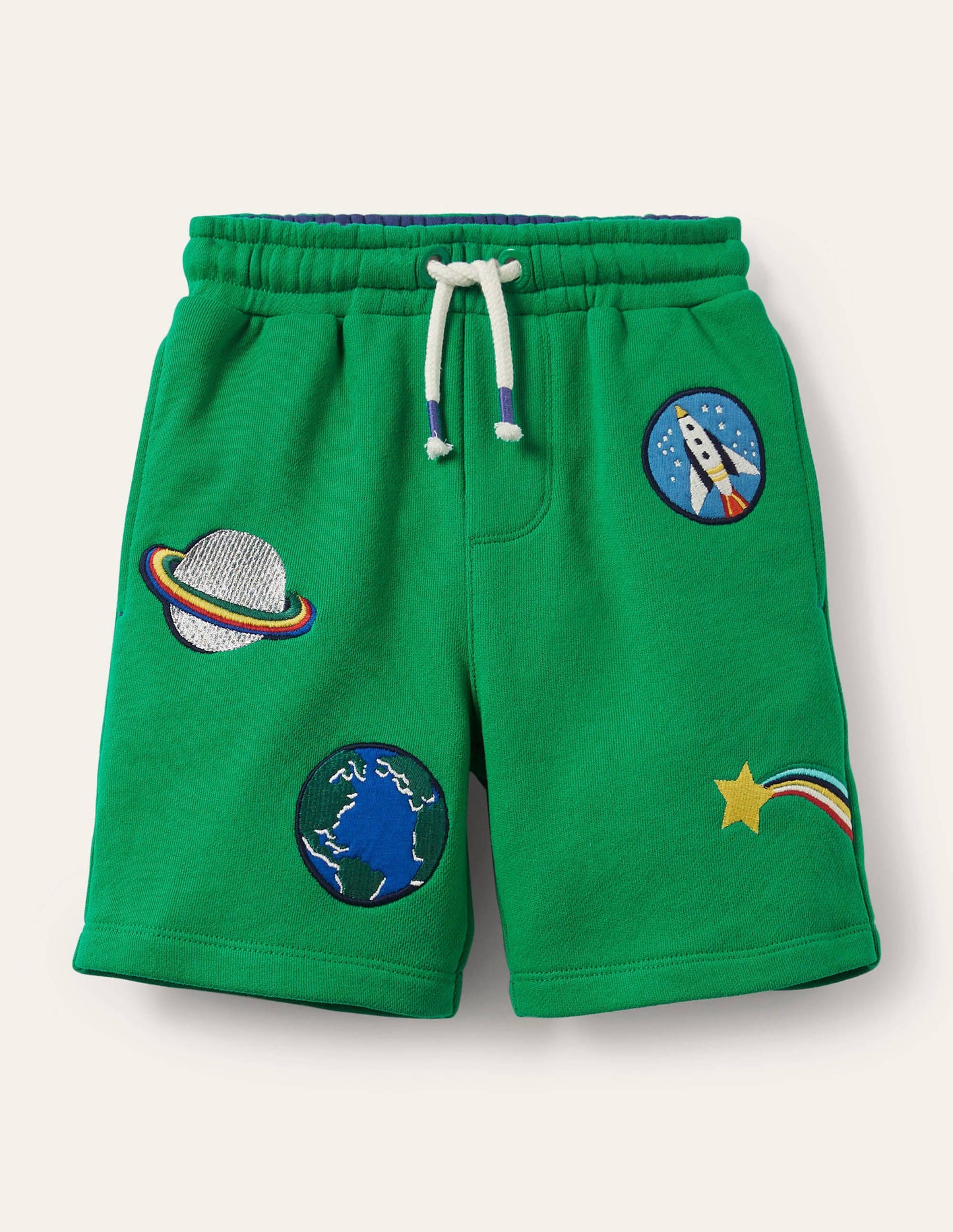 Appliqué Sweatshorts-Sapling Green Space Badges