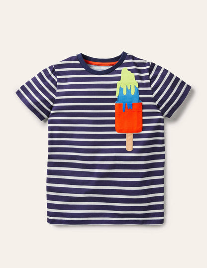 Beach Breton T-shirt-College Navy/Ivory Ice Cream-1