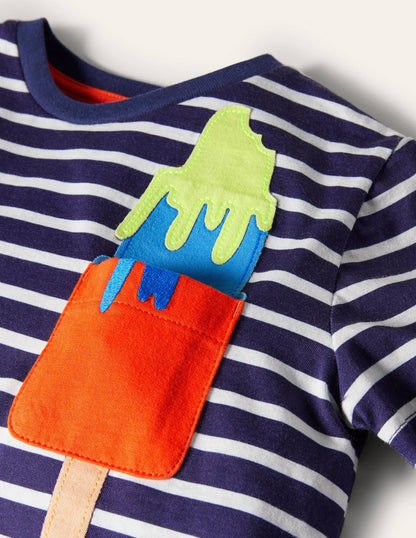 Beach Breton T-shirt-College Navy/Ivory Ice Cream-3