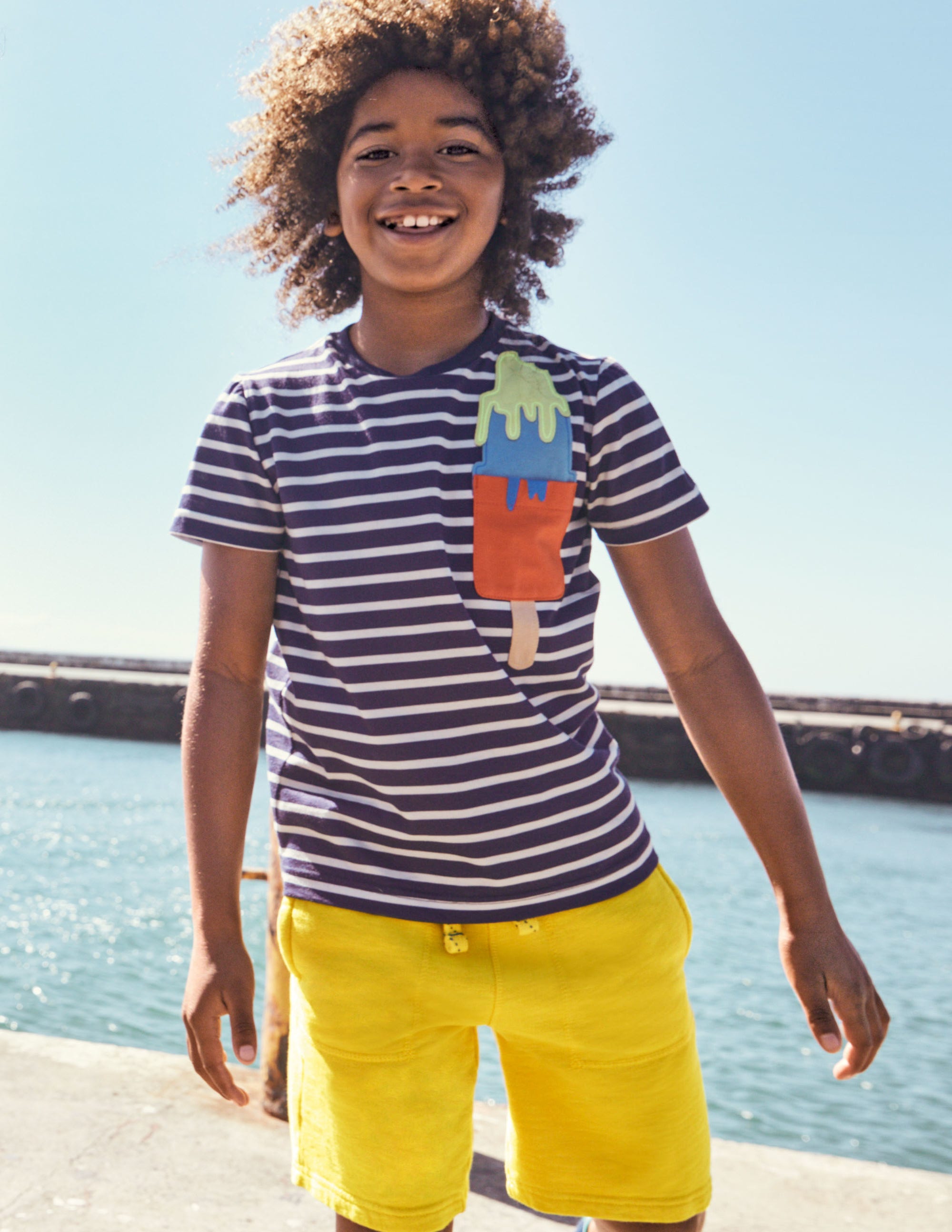 Beach Breton T-shirt-College Navy/Ivory Ice Cream - Image 5