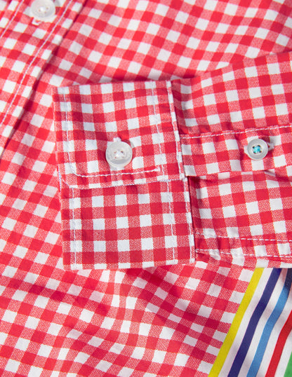 Casual Laundered Shirt-Red Gingham-3