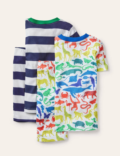 Cosy Twin Pack Short Pyjamas-Ivory Rainbow Animals-2