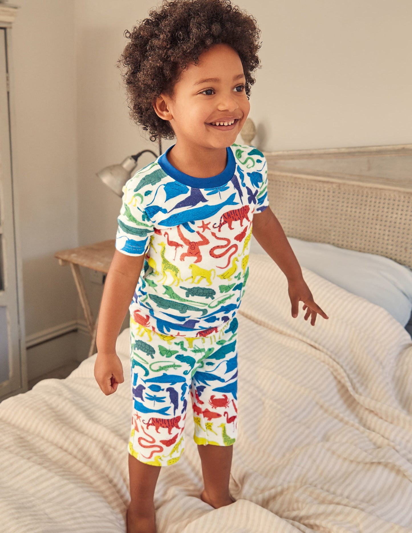 Cosy Twin Pack Short Pyjamas-Ivory Rainbow Animals