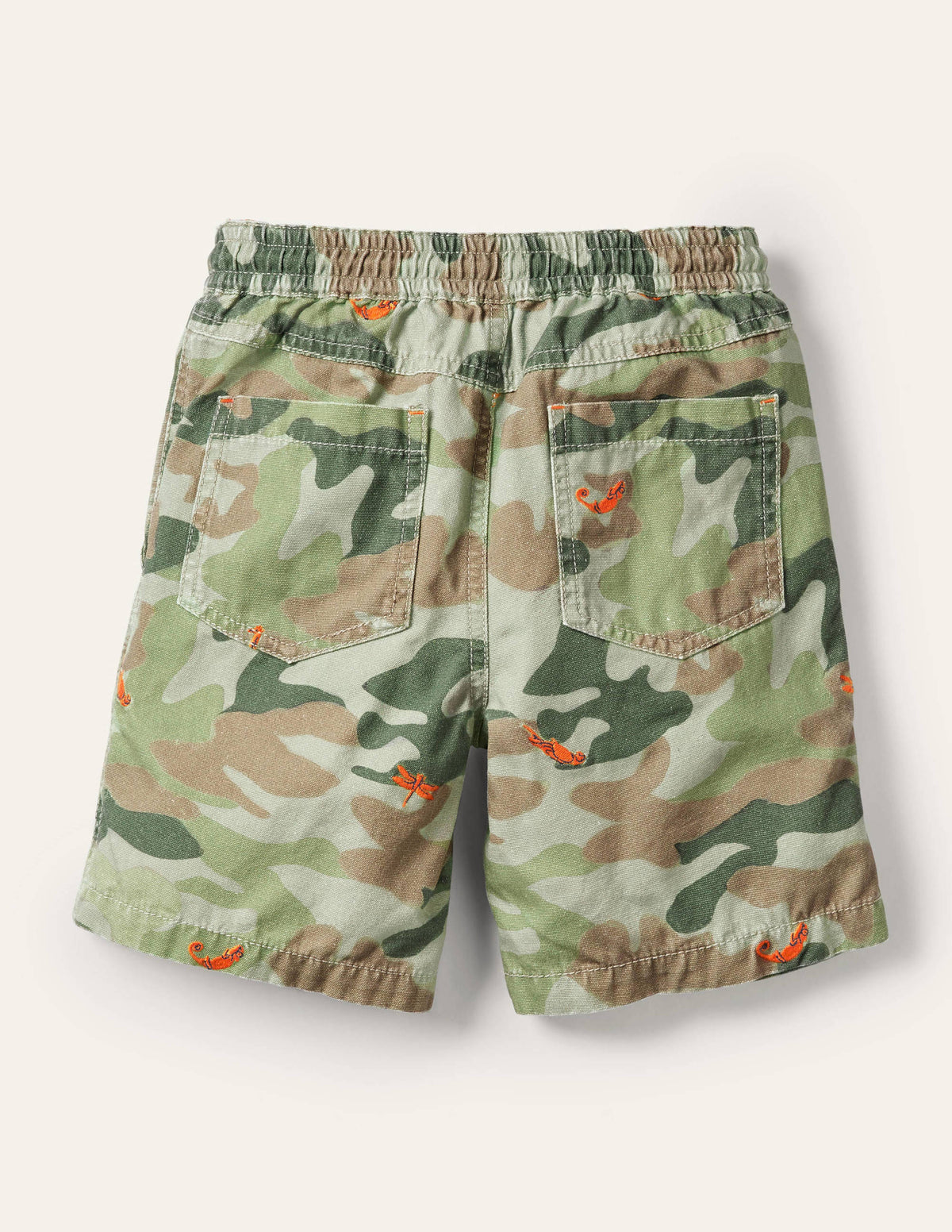 Pull-on Drawstring Shorts-Green Camouflage Animals - Image 2