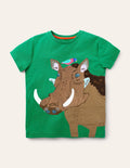 Exotic Animal Appliqué T-shirt-Sapling Green Warthog