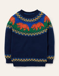 Fair Isle Crew Jumper-College Navy Bears