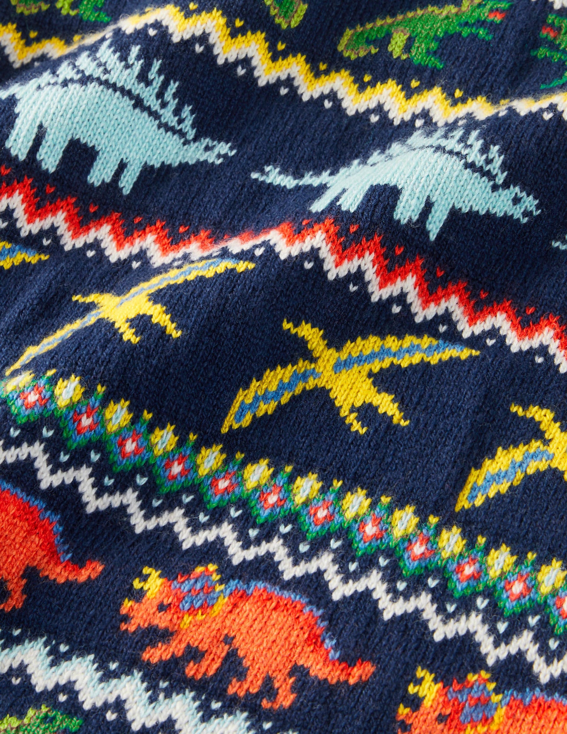 Fair Isle Crew Jumper-College Navy Dinosaurs-3