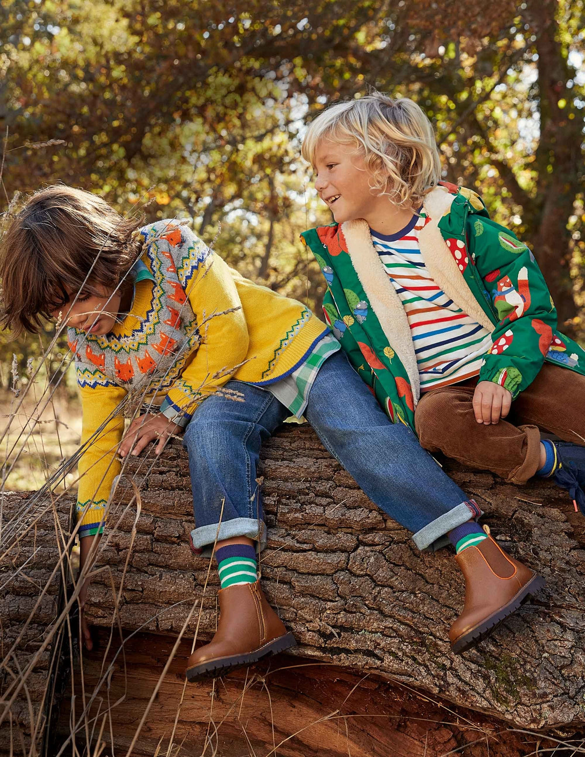 Fair Isle Crew Jumper-Honeycomb Yellow Foxes-4