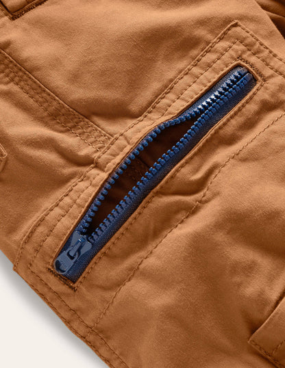 Cosy Lined Cargo Trousers-Butterscotch Brown-3