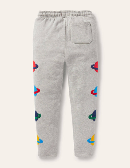 Appliqué Joggers-Grey Marl Space Planets-2