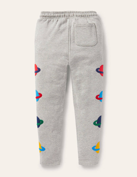 Appliqué Joggers-Grey Marl Space Planets