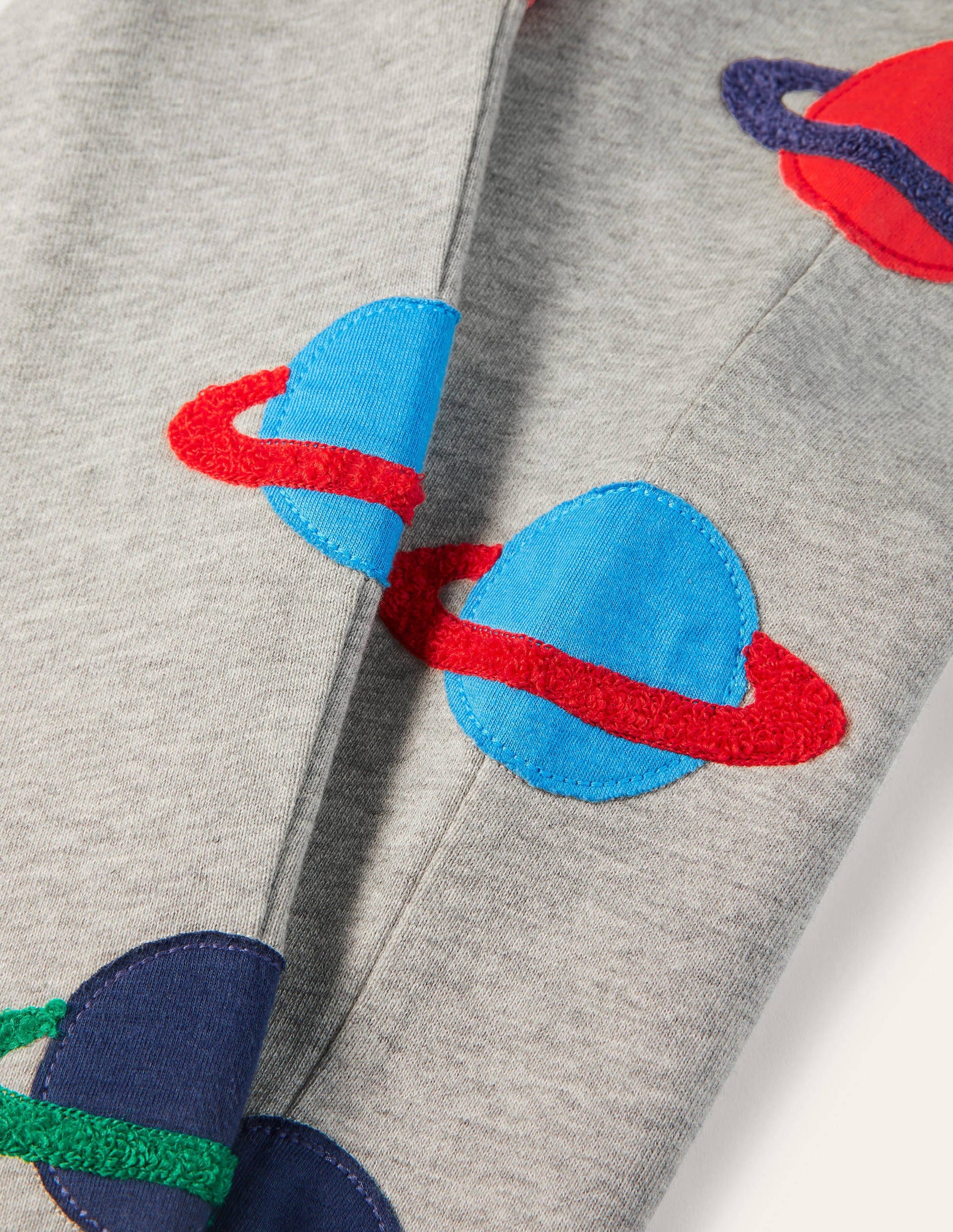 Appliqué Joggers-Grey Marl Space Planets-3