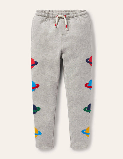 Appliqué Joggers-Grey Marl Space Planets-1