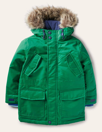 Cosy Waterproof Parka-Forest Green-1