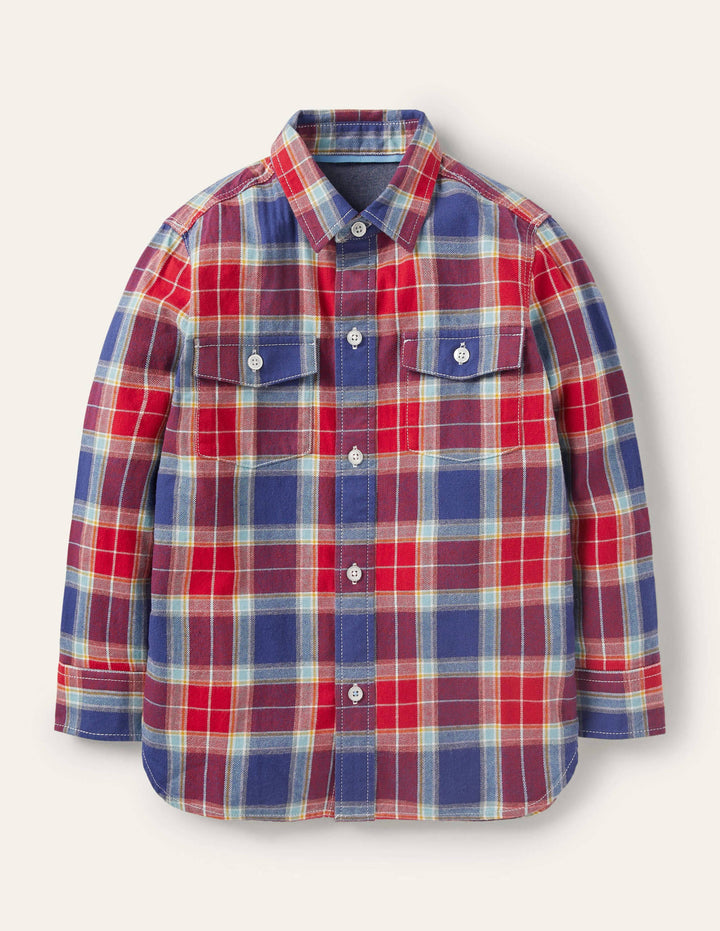 Cosy Brushed Check Shirt-Rockabilly Red/Starboard Blue